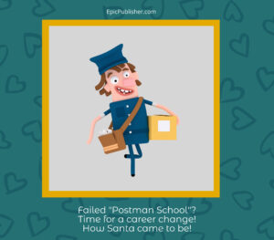 cartoon image of postman, career change to Santa