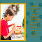A child joyfully decorates a gingerbread house, pondering whether it's more fun to create one masterpiece together or dive into individual projects. This sweet holiday tradition adds a touch of magic to the festive party atmosphere.